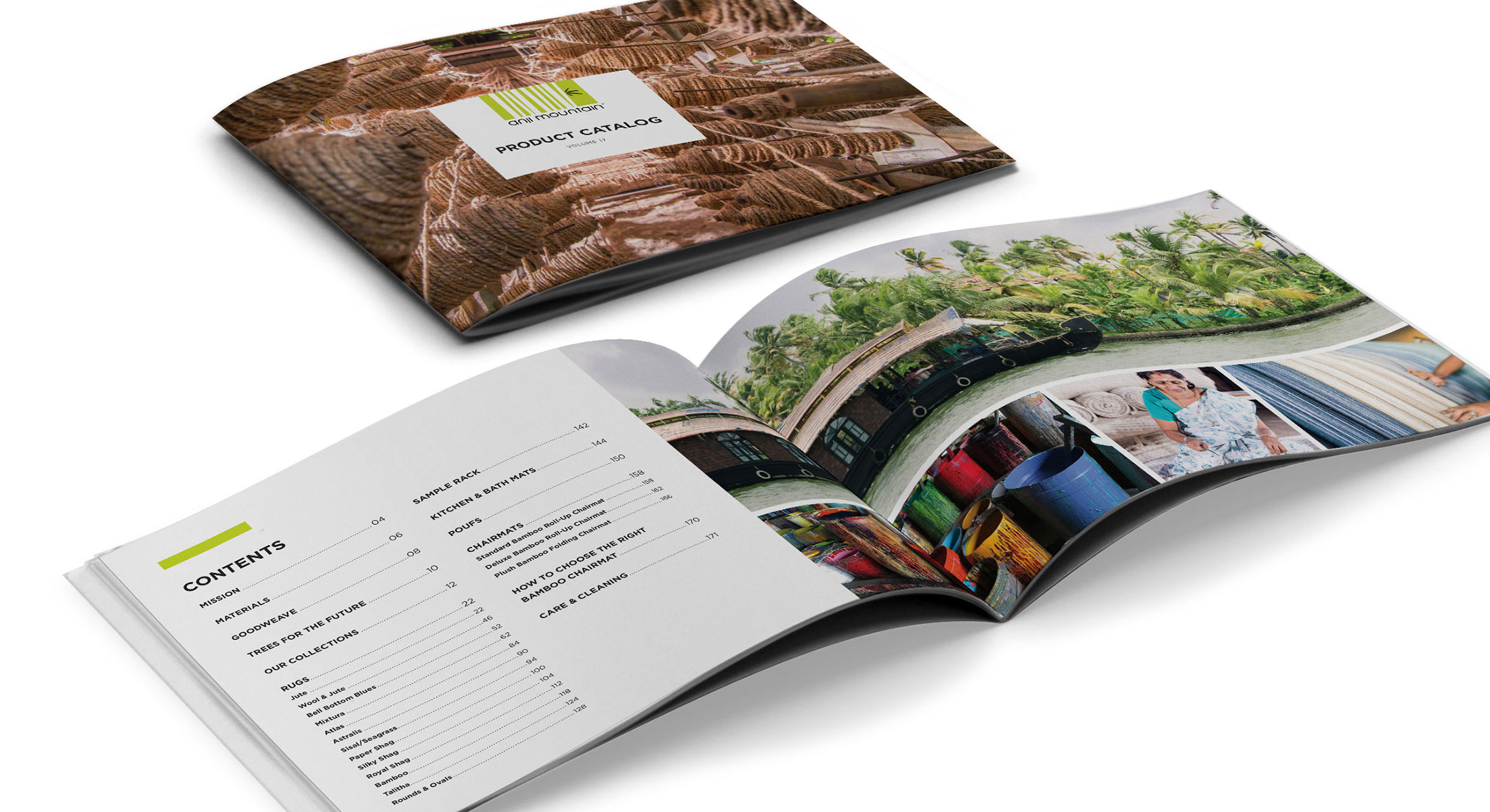 Cover and interior spread from Anji Mountain product catalog