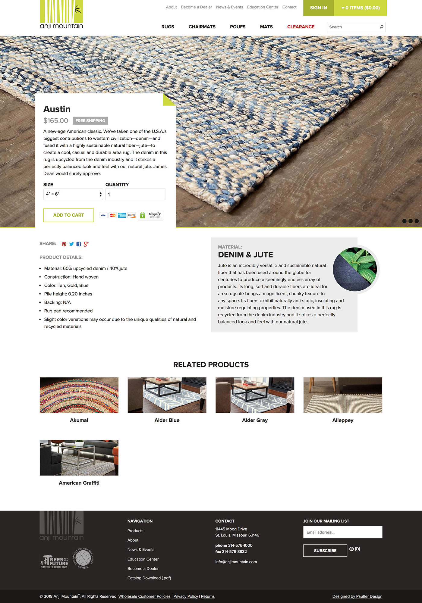 Anji Mountain website product page