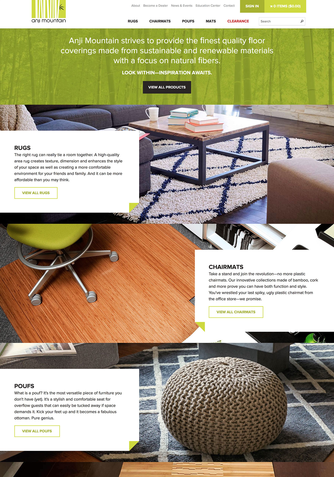 Anji Mountain website homepage