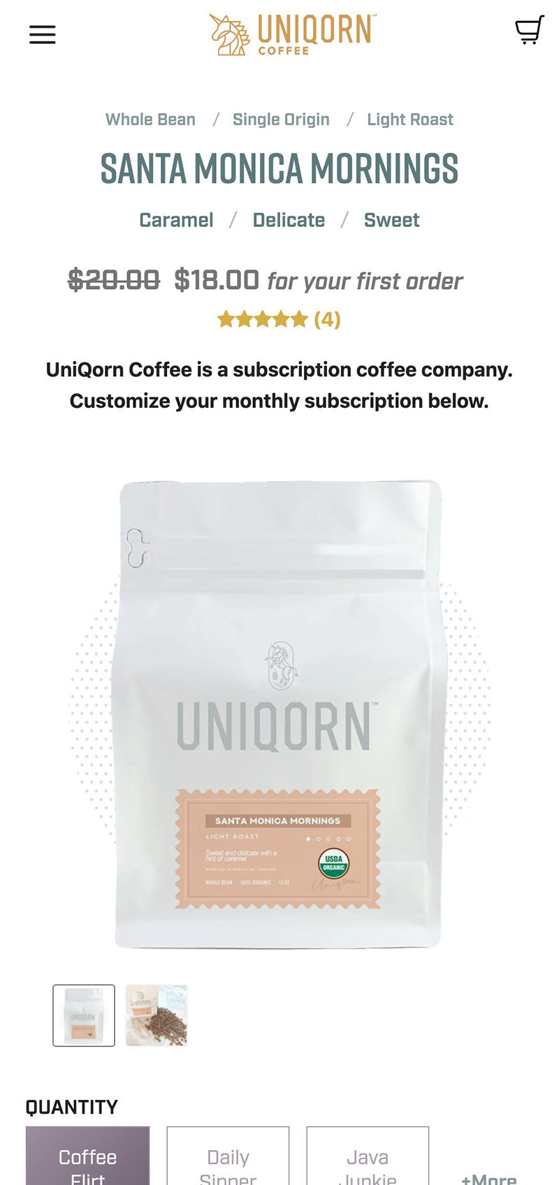 Product Page - UniQorn Coffee