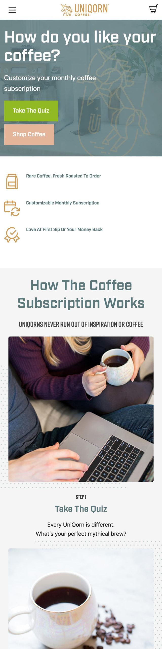 Subscription Page - UniQorn Coffee