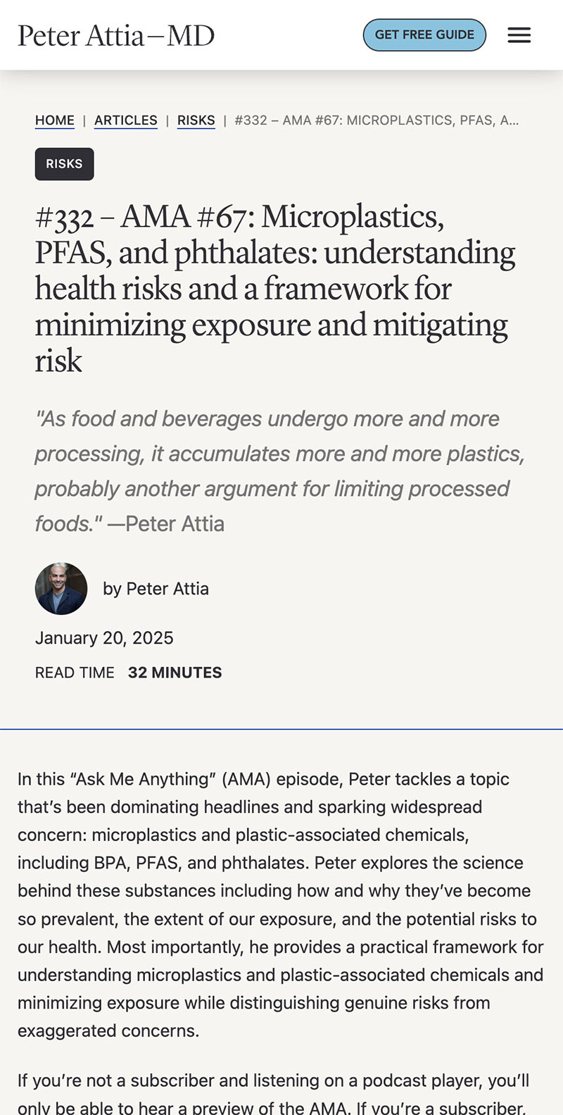 Peter Attia blog post